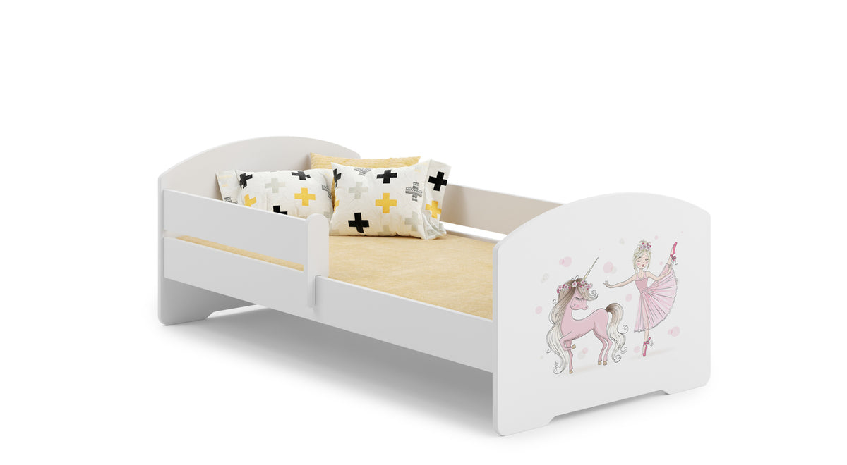 Pat copii LUK 160x60 cu balustrada - Fata cu unicorn