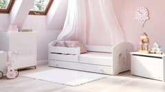 Pat copii Luk 160x80 cu sertar - Fata cu unicorn
