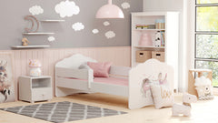 Pat copii FALA 140x70 cu balustrada - Fata cu unicorn