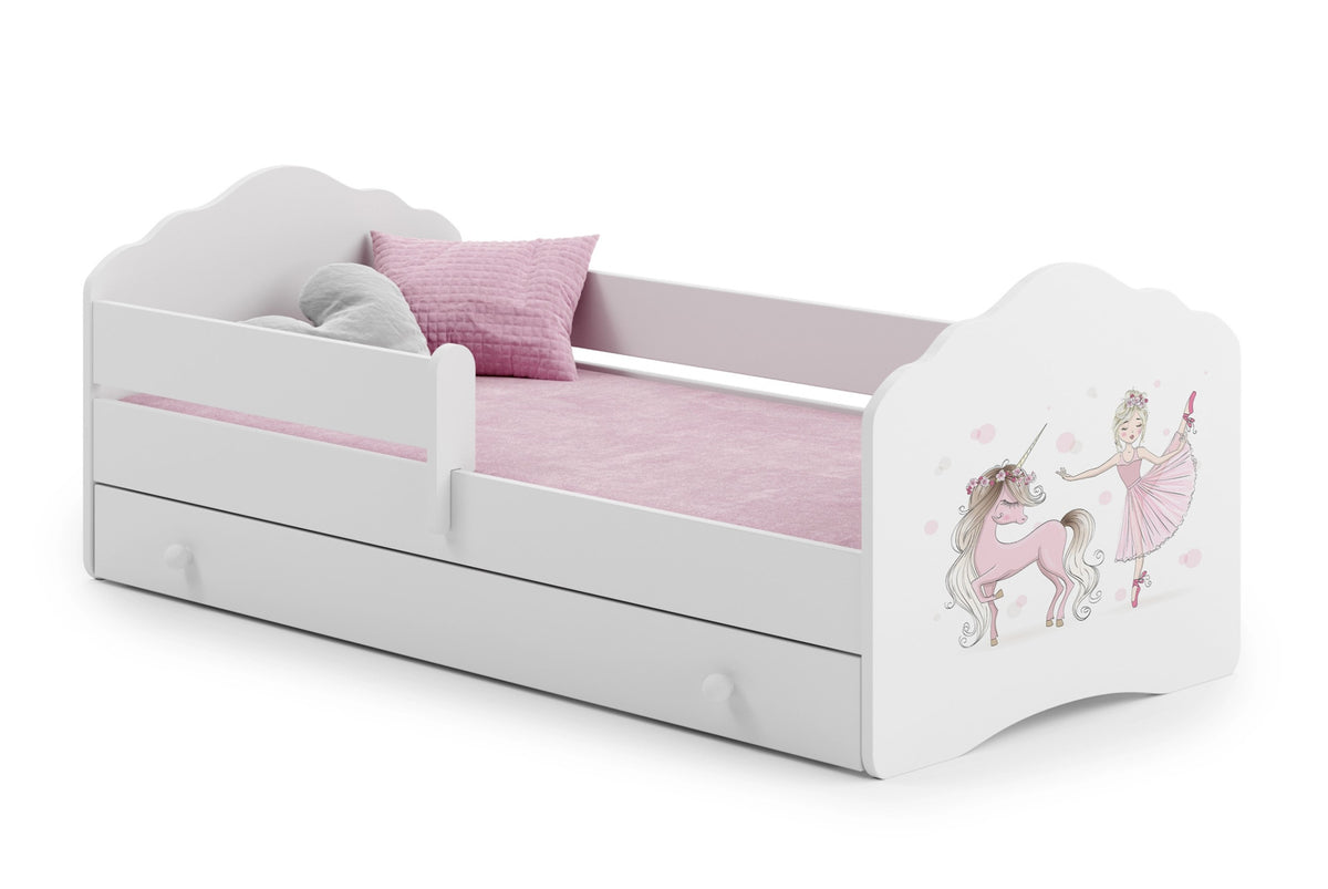 Pat copii FALA sertar 140x70 - Fata cu unicorn