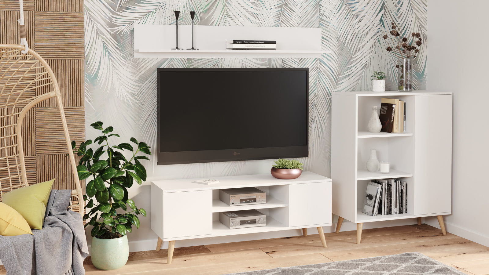 Dulap Focus RTV 135 cm - alb