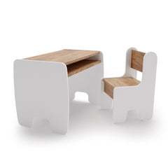 Set masa + scaun copii - culoare alb/stejar craft gold