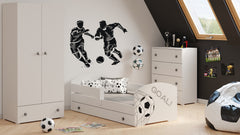 Pat copii 140x70 alb cu sertar fotbal