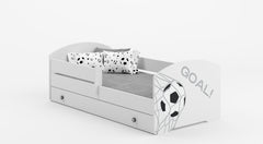 Pat copii 140x70 alb cu sertar fotbal