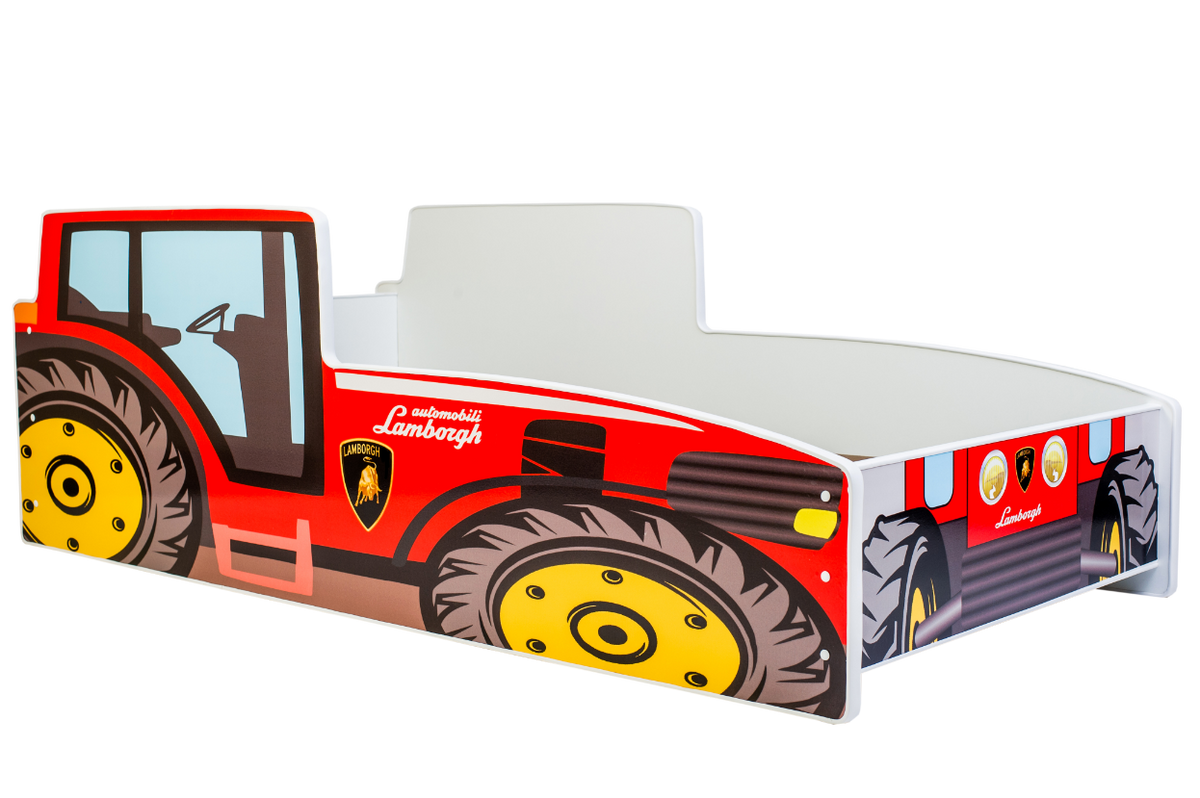 Pat copii Tractor rosu 160x80