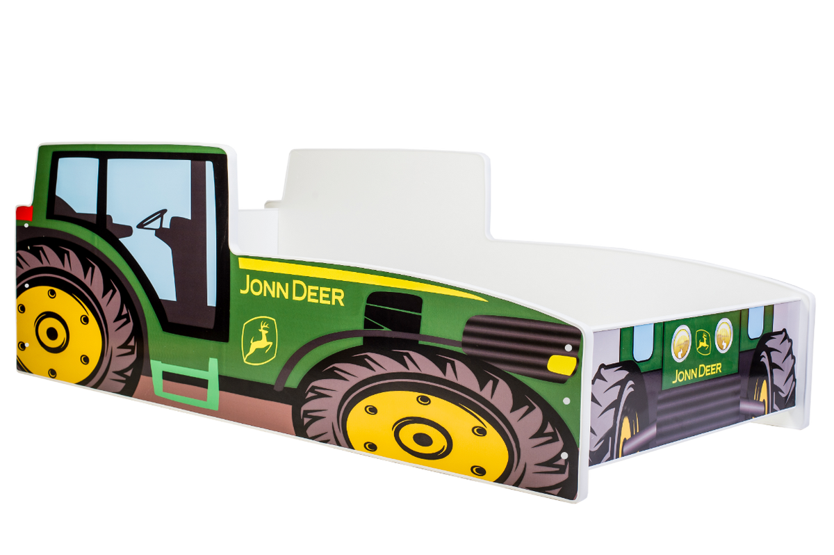 Pat copii tractor verde 160x80