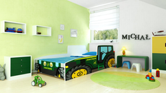 Pat copii tractor verde 160x80