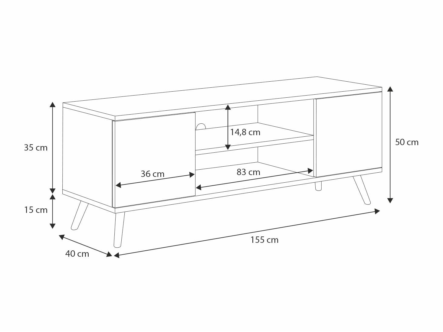 RTV Focus alb 155 cm - scandinav