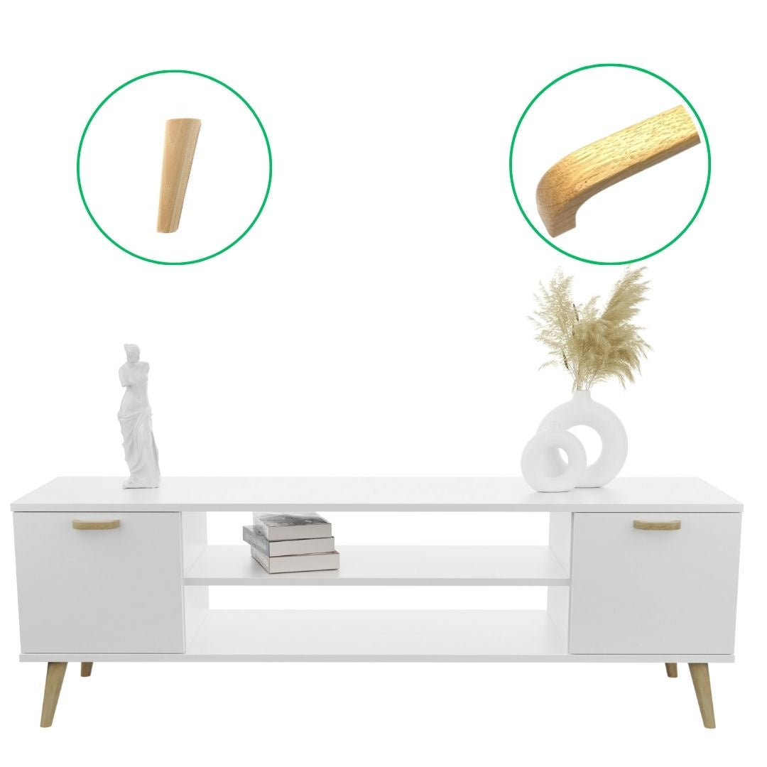 Dulap RTV Focus alb 135 cm - scandinav