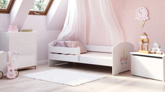 Pat copii LUK 160x80 cu balustrada - Corn unicorn
