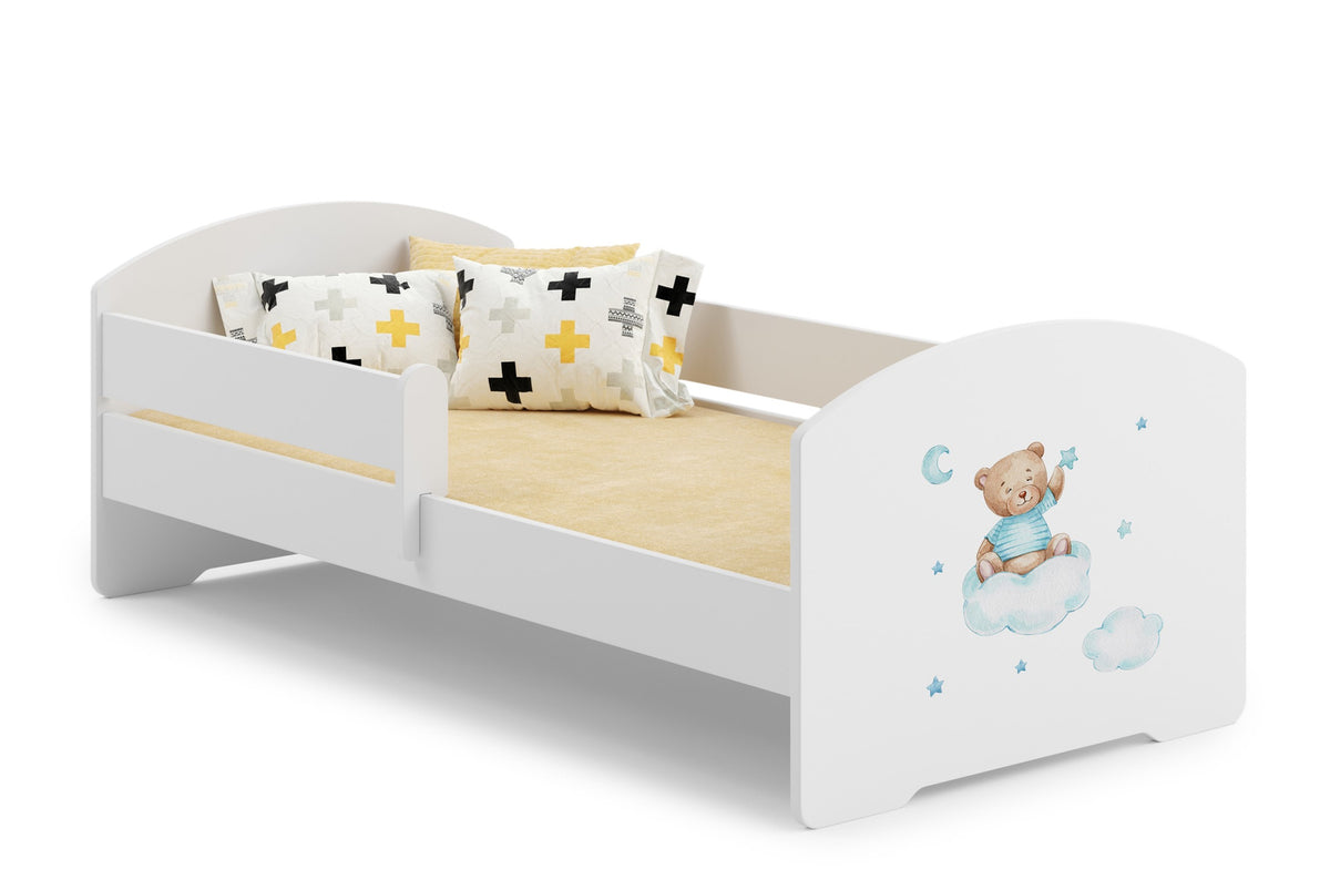 Luk - pat de o persoana 140x70 cu ilustratie - Ursulet albastru