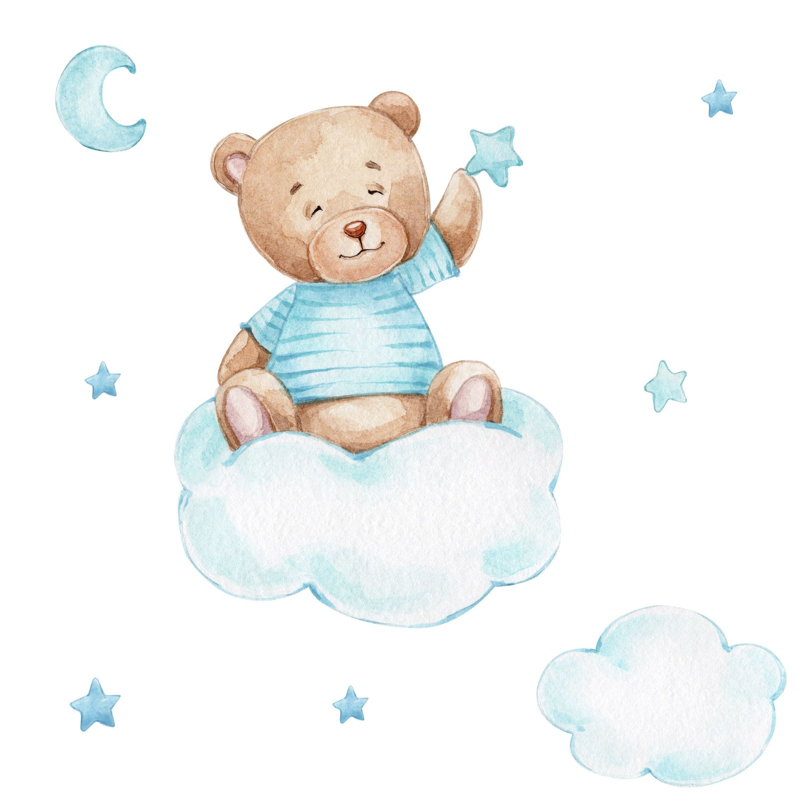 Luk - pat de o persoana 140x70 cu ilustratie - Ursulet albastru