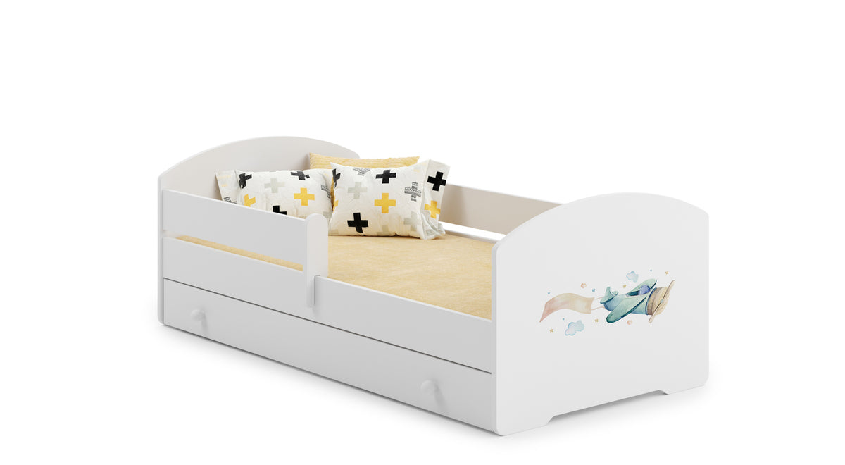 Pat copii LUK 140x70 cu sertar - Avion