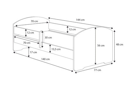 Pat copii LUK 140x70 cu sertar - Tren