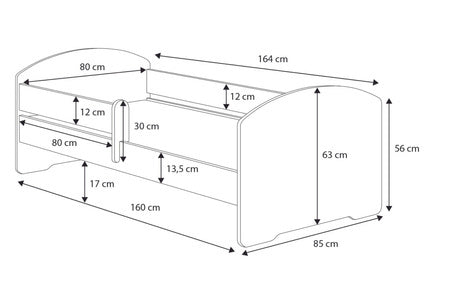 Pat copii LUK 160x80 cu sertar - Dinozauri