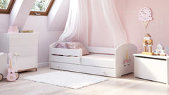 Pat copii LUK 160x80 cu sertar - Corn unicorn
