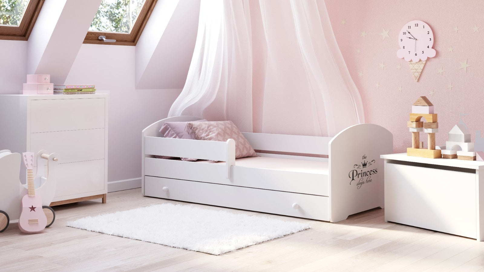 Pat copii Luk 160x80 cu sertar - Printesa
