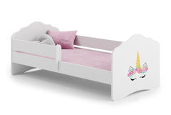 Pat de o persoana Wave 140x70 cu balustrada - Corn unicorn