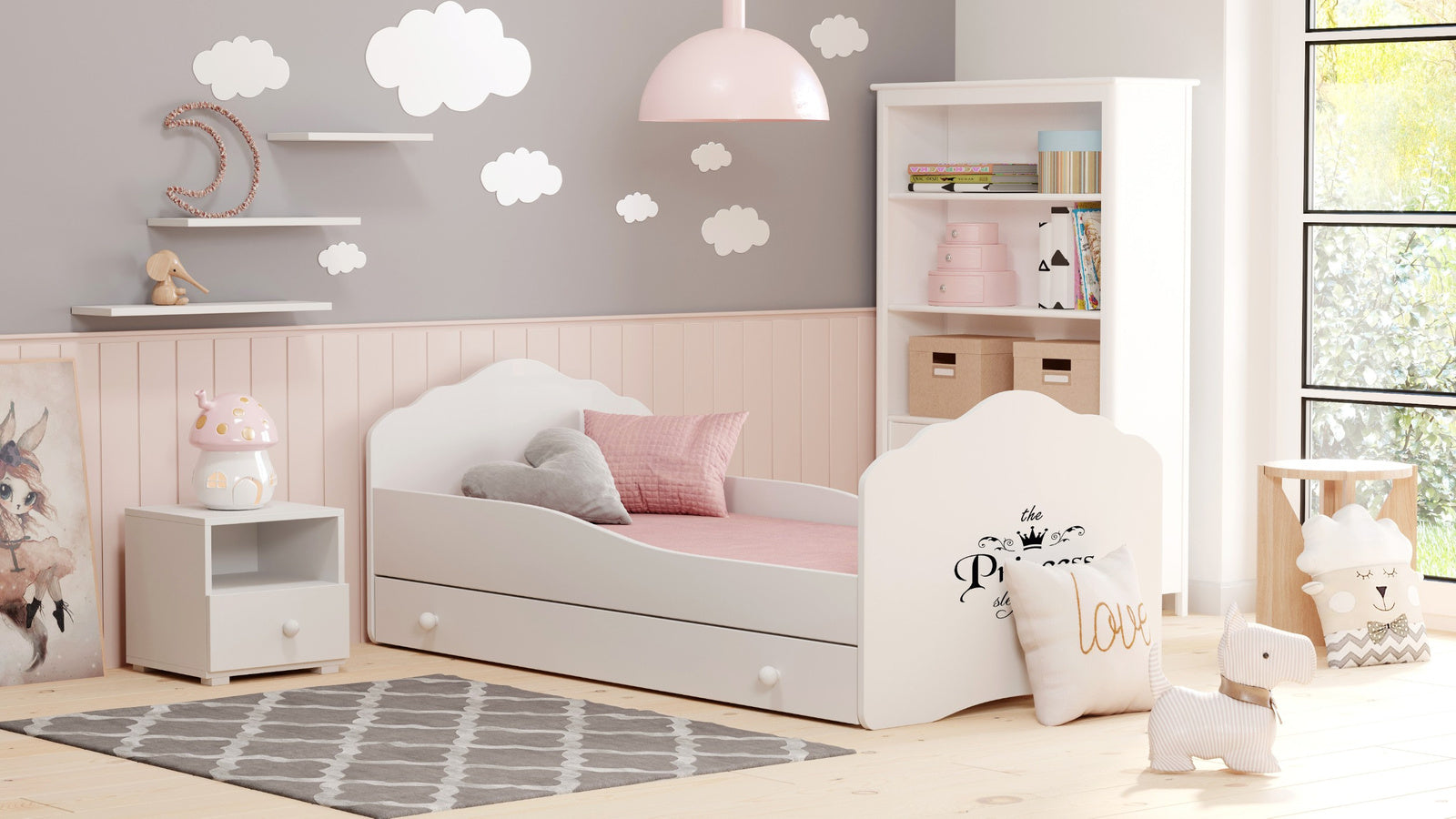 Pat pentru copii Wave 140x70 cu sertar - Princess