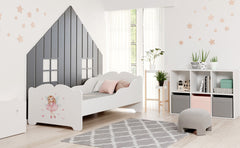 ANNA pat copii cu saltea 160x80 Fata cu aripi