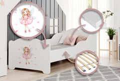 ANNA pat copii cu saltea 160x80 Fata cu aripi