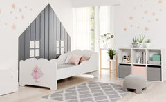 Pat pentru copii ANNA cu saltea 160x80 Printesa in coroana