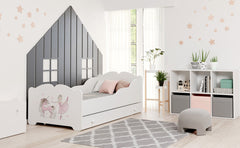 Pat copil ANNA cu sertar 140x70 Fata cu unicorn