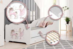 Pat copil ANNA cu sertar 140x70 Fata cu unicorn