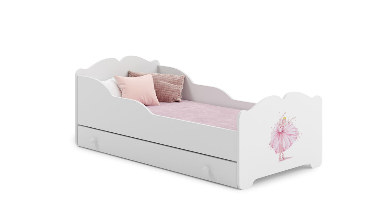 Pat pentru copii ANNA cu sertar 140x70 Printesa in coroana