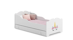 Pat copii ANNA cu sertar 140x70 Corn unicorn