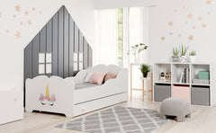 Pat copii ANNA cu sertar 140x70 Corn unicorn