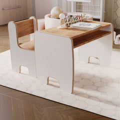 Masa Timi copii + scaun MDF culoare alb / stejar craft gold