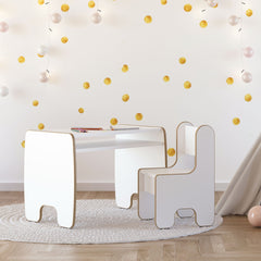 Masa Timi copii + scaun MDF culoare alb