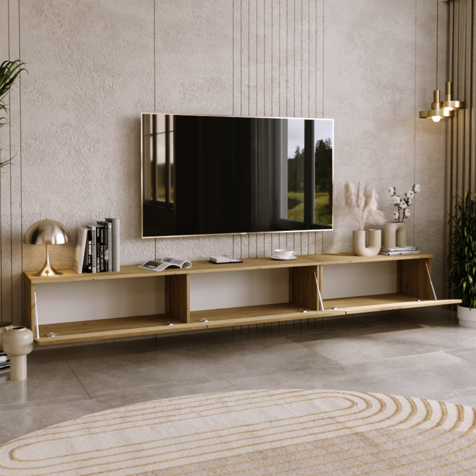 Dulap RTV Nicole 160 cm - culoare Artisan Oak