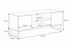 RTV Focus 155 cm - picioare metalice Stejar artizan