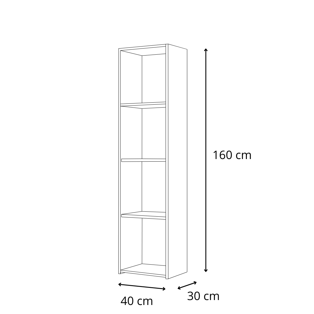 Biblioteca solida LONI 160x40 cm - culoare Alb