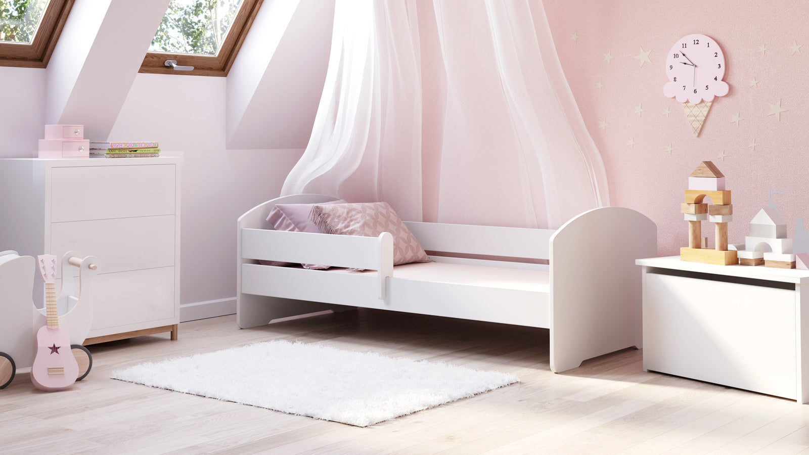 Pat de o persoana Luk 140x70 cu balustrada