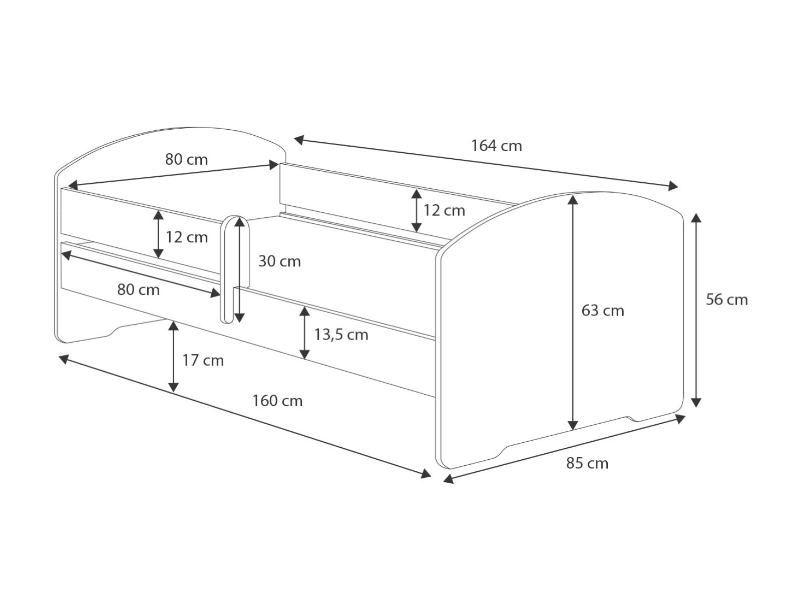 Pat de o persoana Luk 160x80 cu balustrada