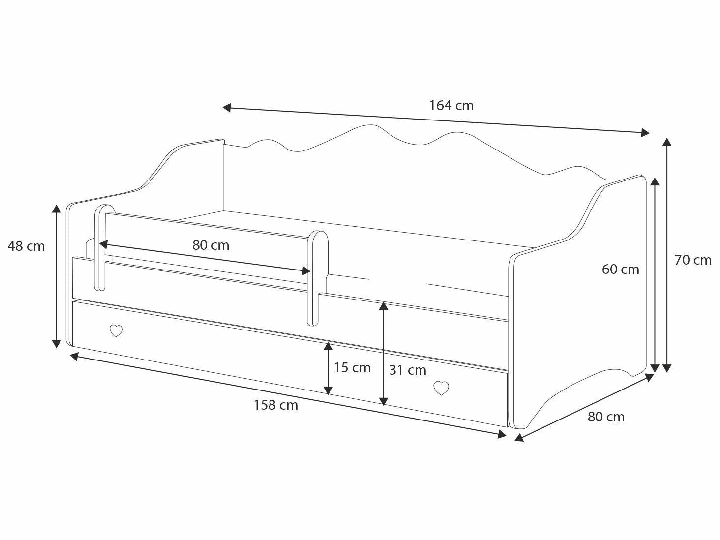 Pat pentru copii Emma 160x80 roz