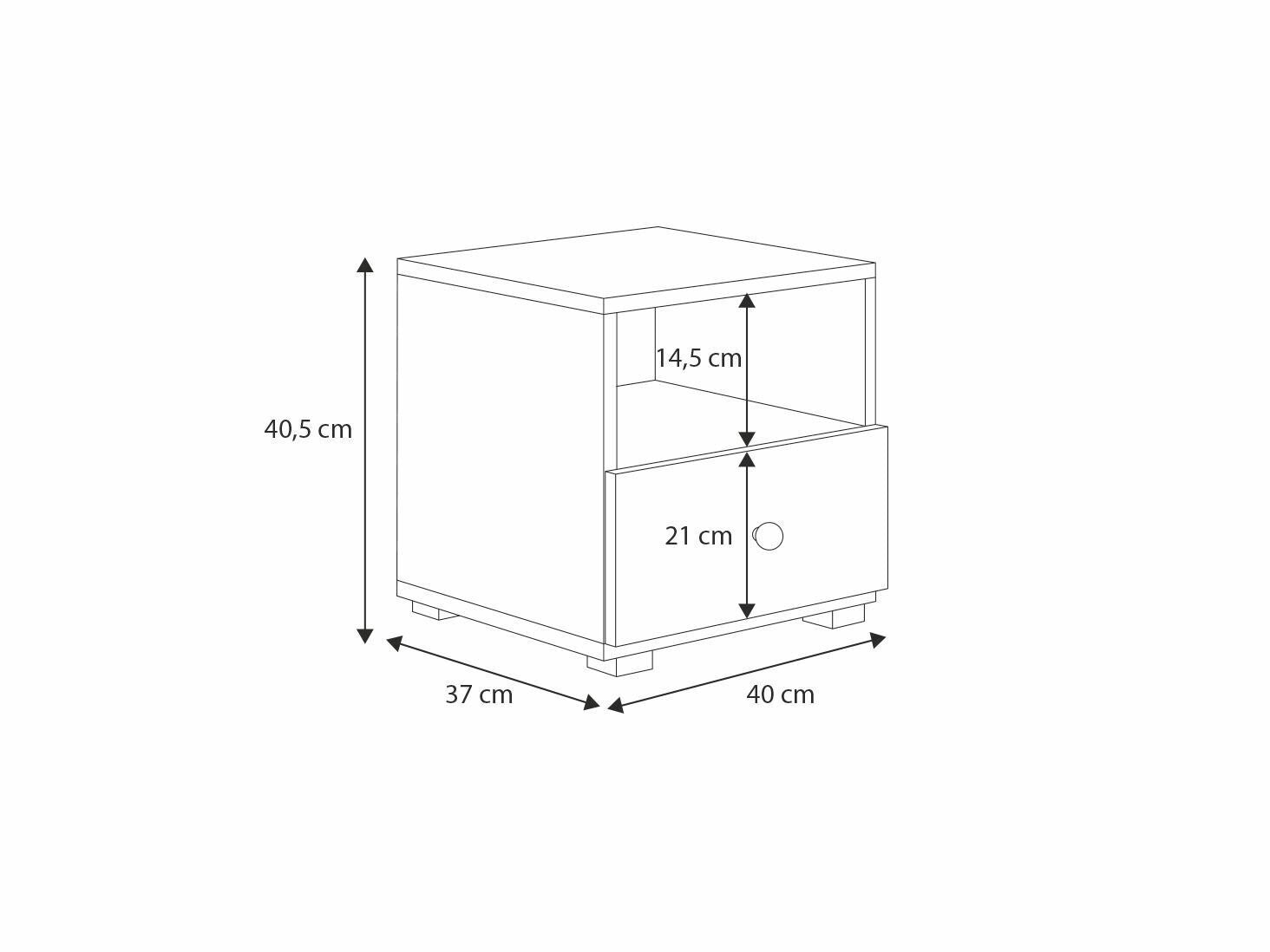 Noptiera Emi gri - maner aluminiu