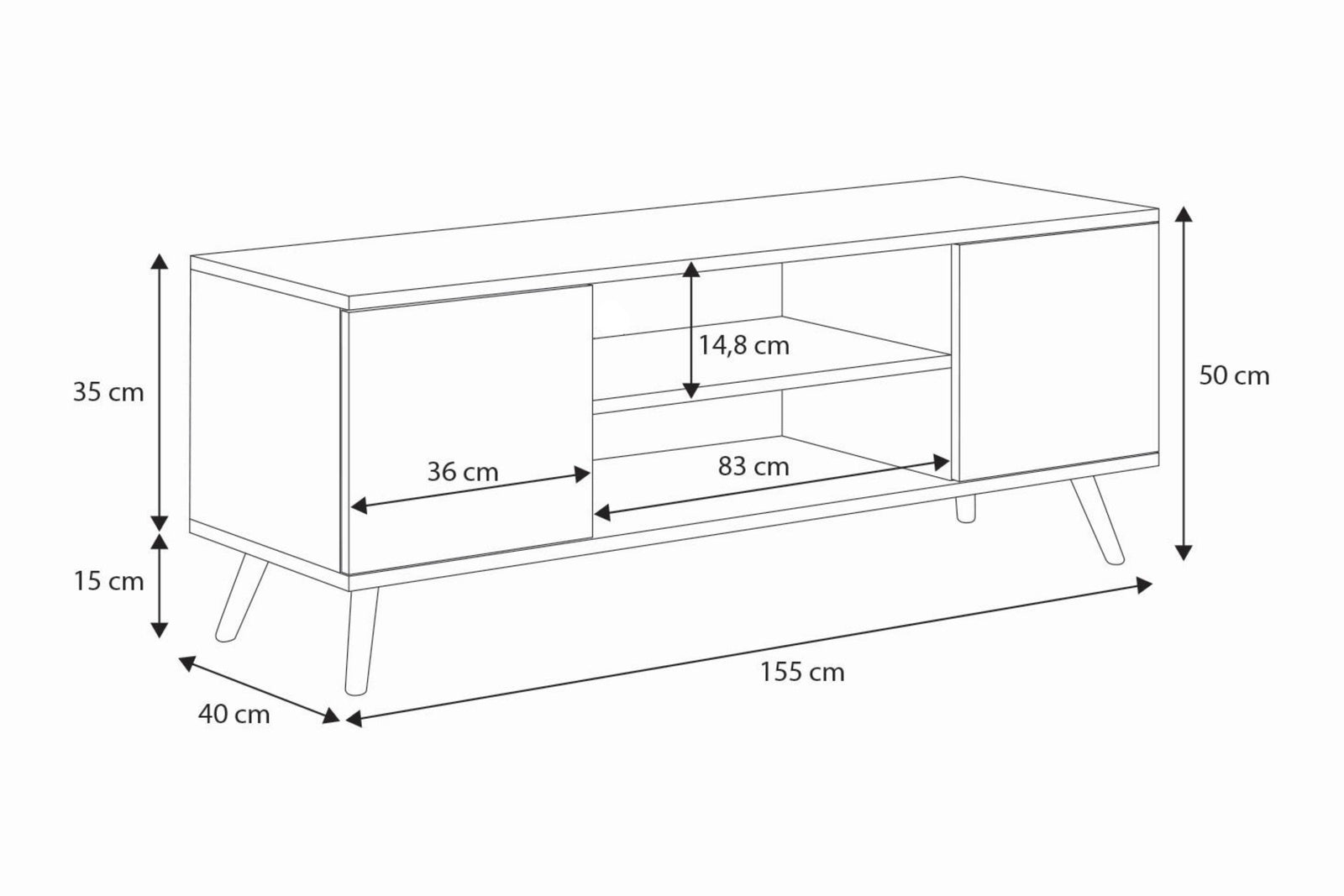 RTV Focus 155 cm stejar craft auriu/albastru