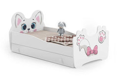 Pat copii Pink Cat 160x80 cu sertar