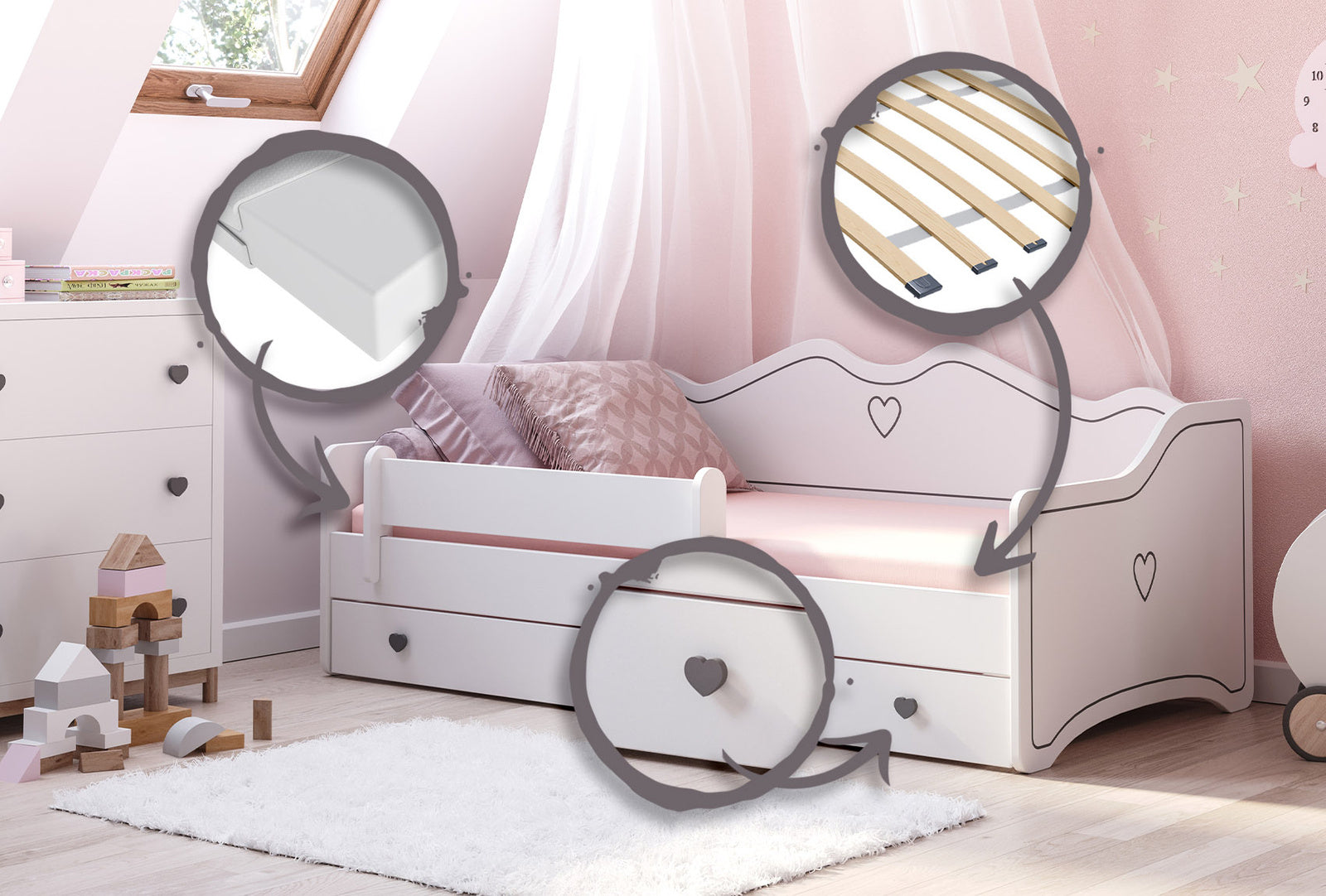 Pat Emma pentru tineret 180x80 gri