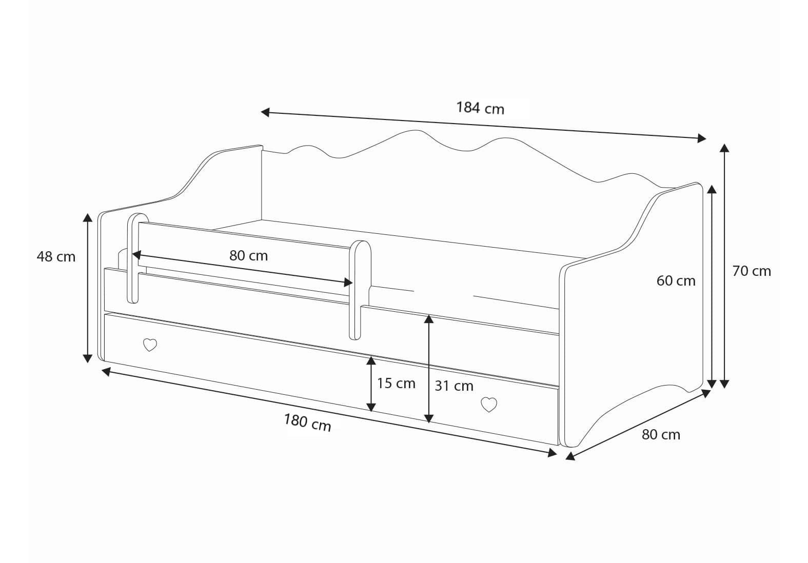 Pat Emma pentru tineret 180x80 roz