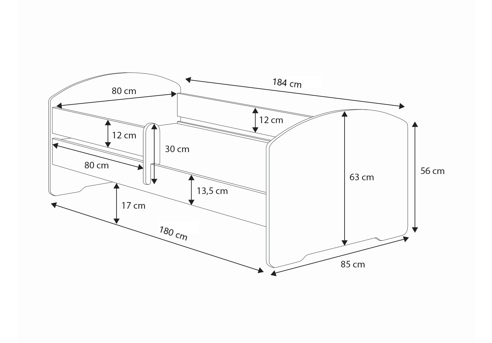 Pat de o persoana Luk 180x80 cu sertar