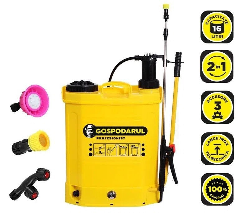 Pompa de stropit cu acumulator si manual  2 in 1 - 16L