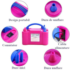 Pompa electrica umflat baloane 2 orificii umflare simultana mod automatmanual putere 600w