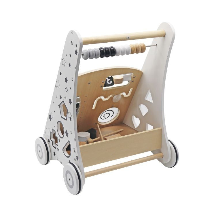 Premergator din lemn xilofon sortator forme labirint spatiu depozitare 4 roti 38x32x45.5 cm