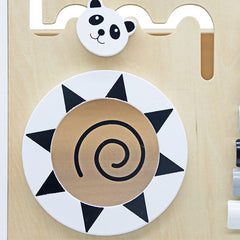 Premergator din lemn xilofon sortator forme labirint spatiu depozitare 4 roti 38x32x45.5 cm