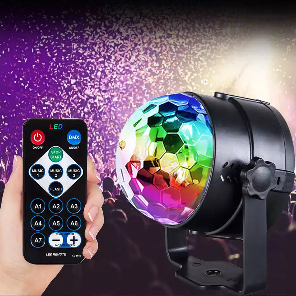 Proiector Disco LED RGB cu Telecomanda si Senzor de sunet - Bila Disco pentru petreceri